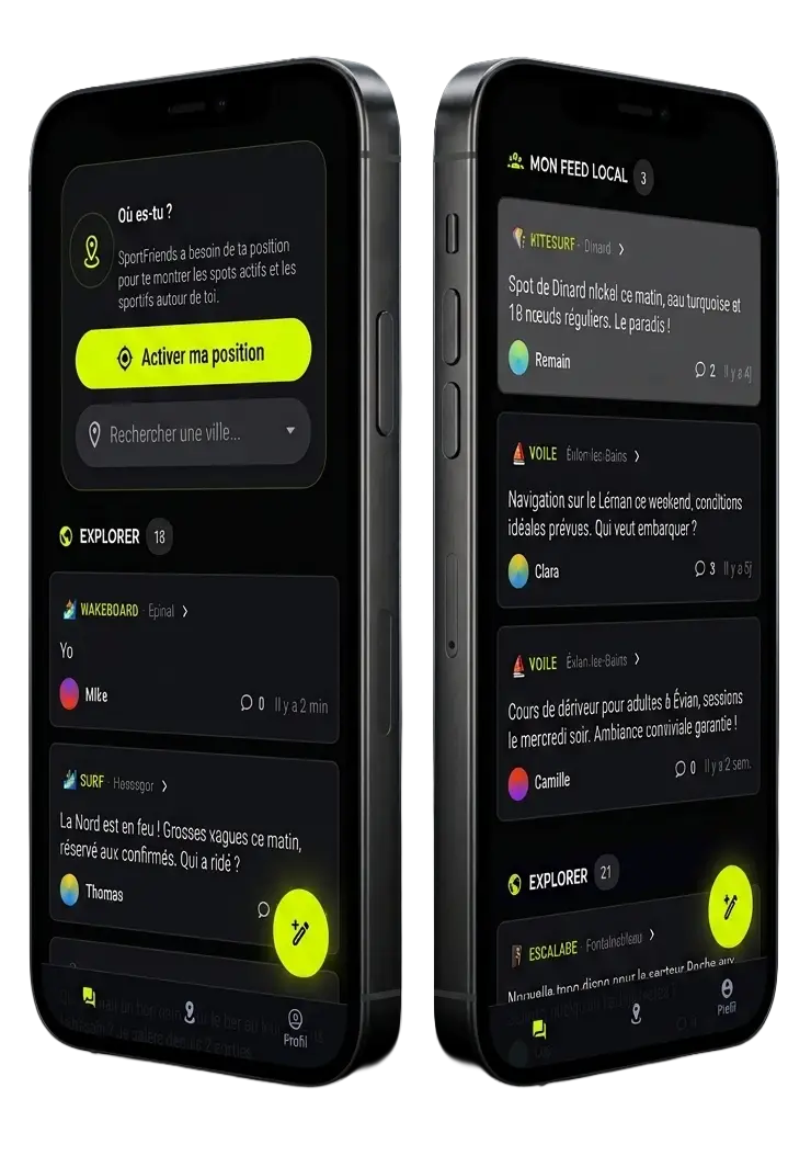 SportFriends mobiele app — verbind met lokale sportliefhebbers en vind trainingspartners